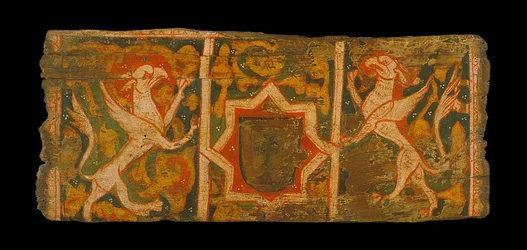 Coffered Ceiling Panel with Coat of Arms and Griffins Rampant
